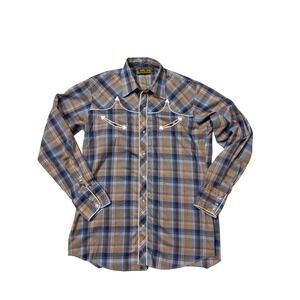 Vintage 70s Western Plaid Pearl Snap Shirt – Medium